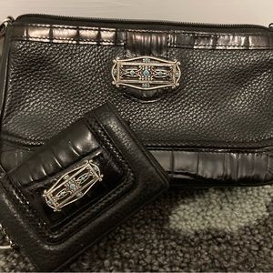 Brighton black leather purse with key ring wallet